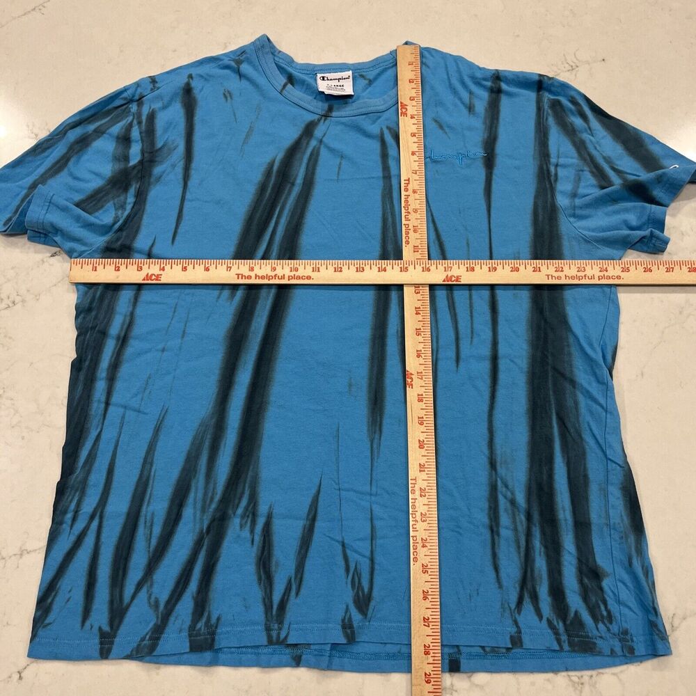 CHAMPION T Shirt Mens XL Blue Tie Dye Short Sleeve‎ Script Spell Out 100% Cotton - Picture 6 of 9